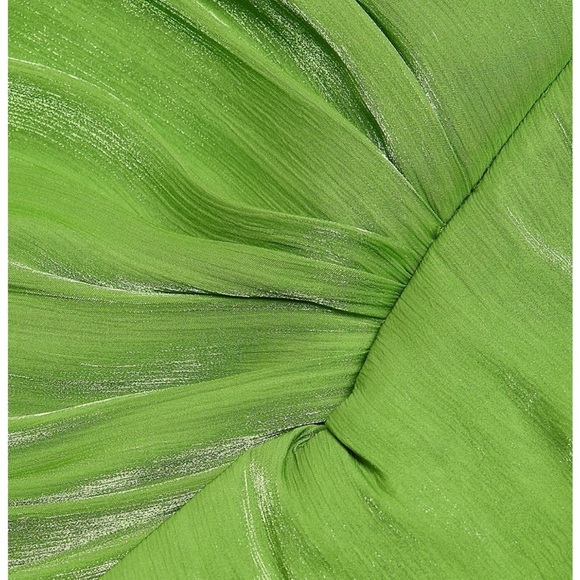 NWT Green Badgley Mischka Botanical Formal One Shoulder Ruffle Gown NEW - Picture 14 of 14